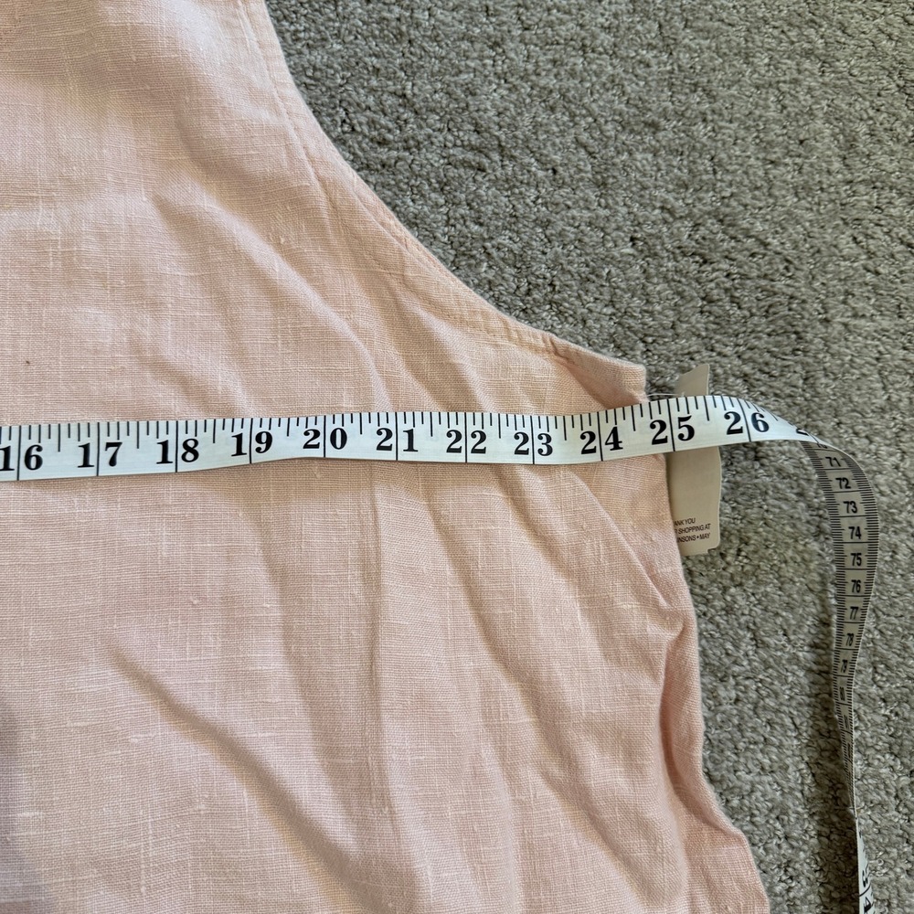 90s NWT 1X Pink 100% Linen Shift Dress Pockets CLIO II Coastal Grandma Soft Girl - Picture 10 of 11